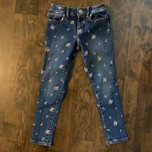 Gap kids stretch super skinny floral jeans